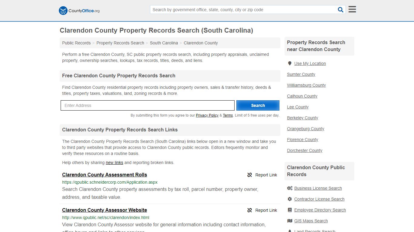 Property Records Search - Clarendon County, SC ...
