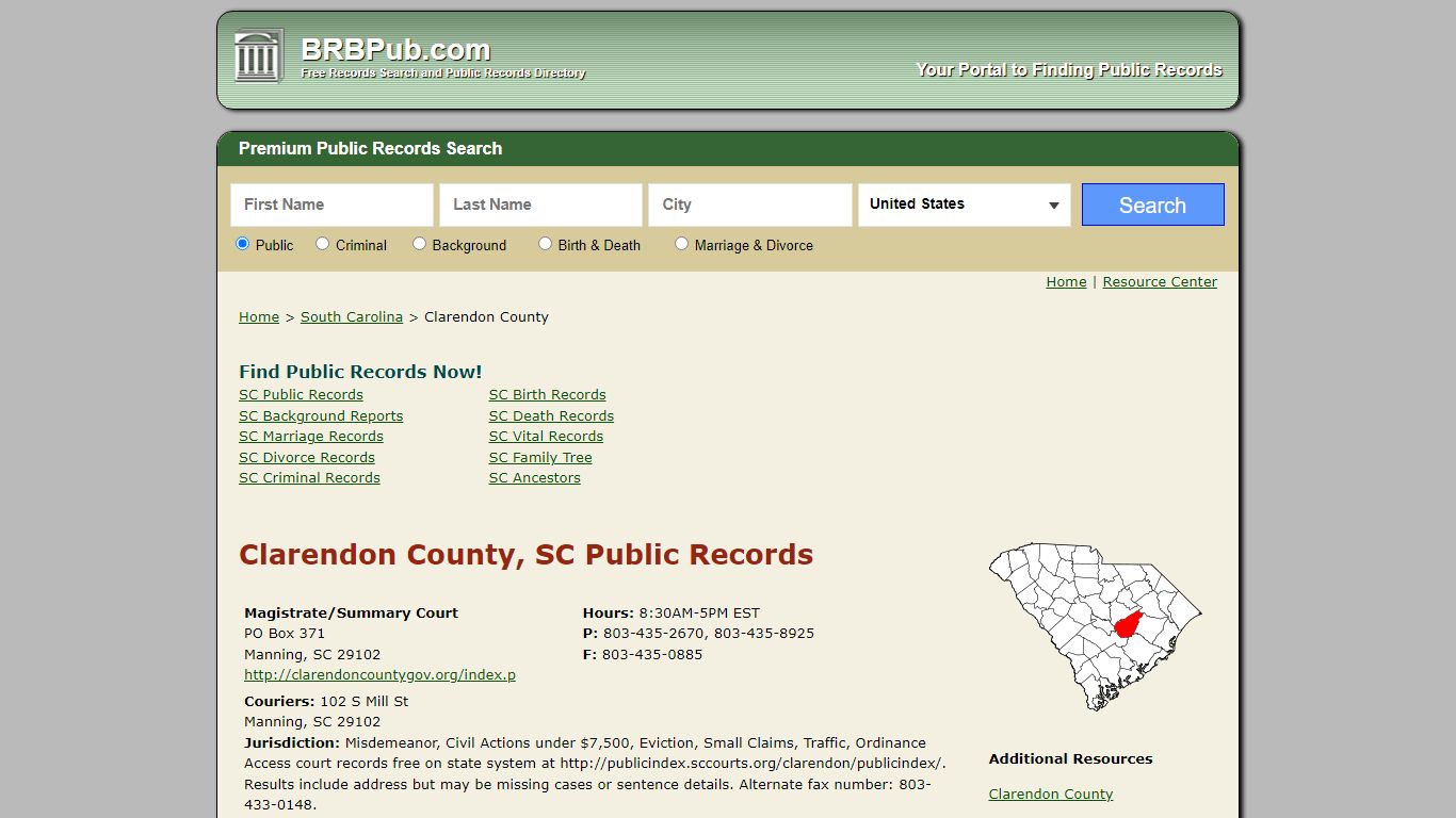 Clarendon County Public Records | Search South Carolina ...